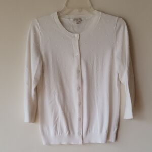 Talbots White Button-Up Cardigan